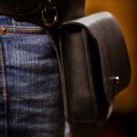 Sacoche ceinture cuir oduble tannage noir, 18x15x4cm, 95€
